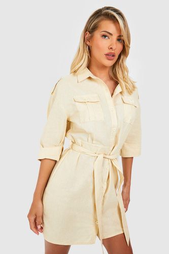 Womens Utility Pocket Cotton Shirt Dress - - 10 - boohoo - Modalova