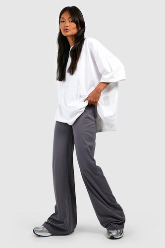 Womens Cotton Jersey Wide Fit Trousers - - 10 - boohoo - Modalova