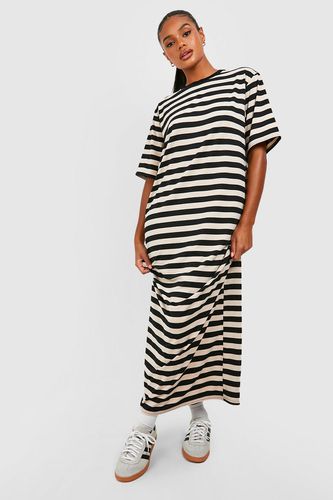 Womens Oversized Striped T-shirt Maxi Dress - - 10 - boohoo - Modalova