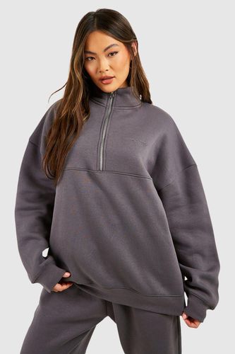 Womens Dsgn Studio Quarter Zip Oversized Sweatshirt - - L - boohoo - Modalova