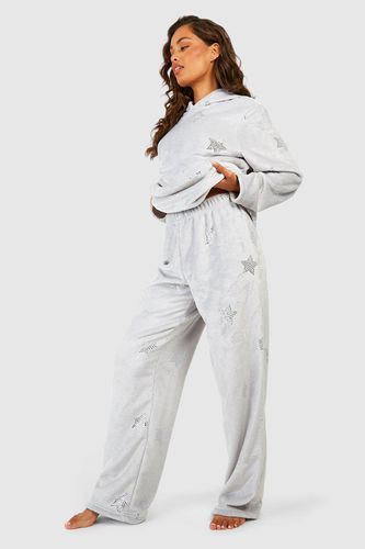 Womens Star Detail Fleece Loungewear Jogger - - 10 - boohoo - Modalova