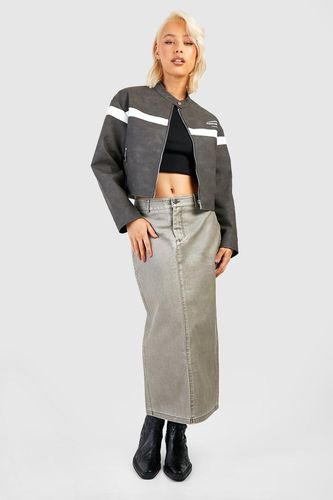 Womens Vintage Look Faux Leather Midi Skirt - - 10 - boohoo - Modalova