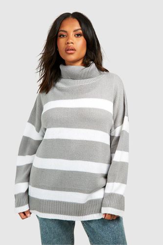 Womens Plus Stripe Oversized Knitted Jumper - - 18 - boohoo - Modalova