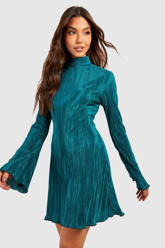 Womens Plisse Flare Sleeve Column Mini Dress - - 10 - boohoo - Modalova