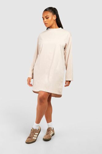 Womens Plus Cotton Long Sleeve Dipped Hem T-shirt Dress - - 18 - boohoo - Modalova