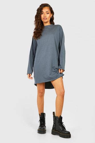 Womens Oversized Long Sleeve Dipped Hem T-shirt Dress - - 14 - boohoo - Modalova