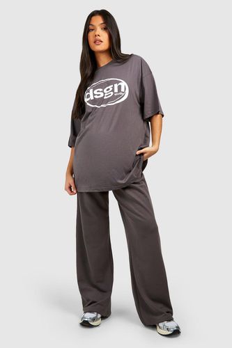 Womens Maternity Slogan T-shirt And Straight Leg Jogger Set - - L - boohoo - Modalova