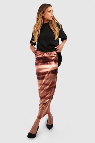 Womens Satin Marble Print Midaxi Skirt - - 10 - boohoo - Modalova