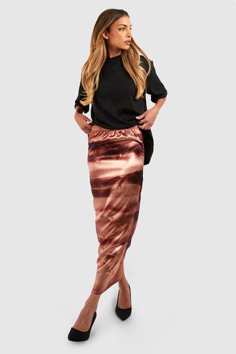 Womens Satin Marble Print Midaxi Skirt - - 12 - boohoo - Modalova