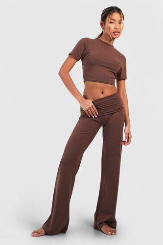 Womens Soft Touch Lounge Flare Trouser - - 10 - boohoo - Modalova