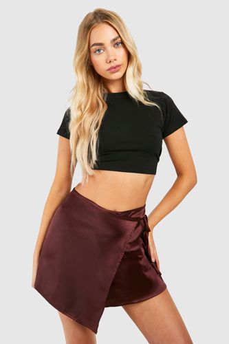 Womens Satin Wrap Mini Skirt - - 10 - boohoo - Modalova