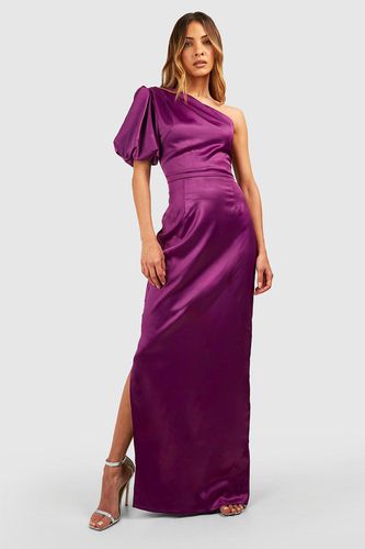 Womens Satin Puff Sleeve Column Maxi Dress - - 12 - boohoo - Modalova