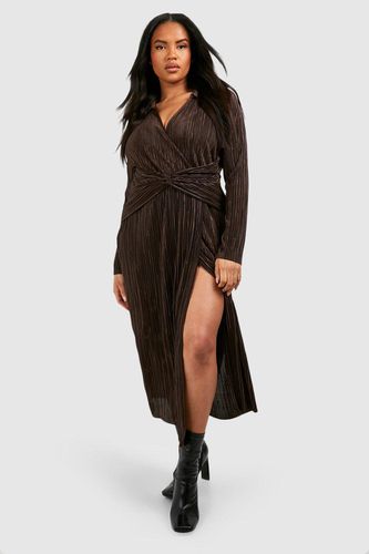Womens Plus Plisse Wrap Midi Dress - - 20 - boohoo - Modalova