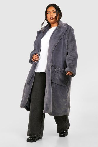 Womens Plus Faux Fur Longline Overcoat - - 20 - boohoo - Modalova