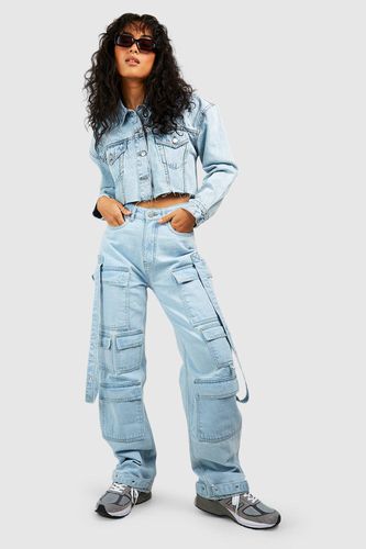 Womens Multi Pocket Baggy Cargo Jeans - - 12 - boohoo - Modalova