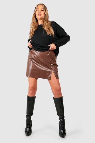 Womens Plus Pu Side Split Mini Skirt - - 20 - boohoo - Modalova