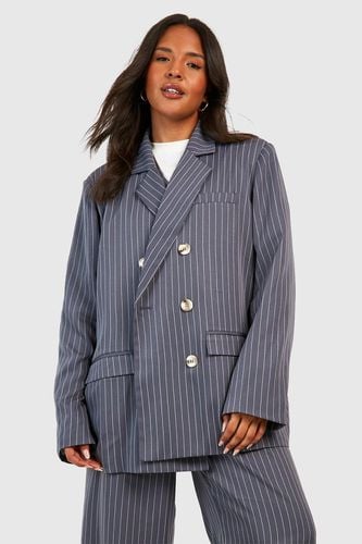 Womens Plus Woven Pinstripe Tailored Blazer - - 16 - boohoo - Modalova