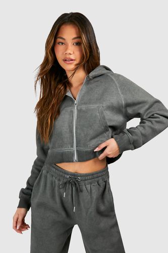 Womens Washed Boxy Zip Through Hoodie - - XL - boohoo - Modalova