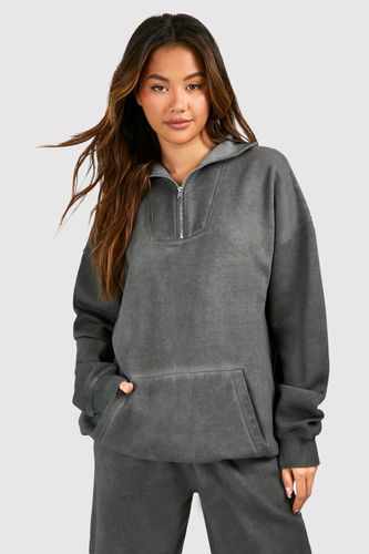 Womens Washed Half Zip Oversized Sweatshirt - - XS - boohoo - Modalova