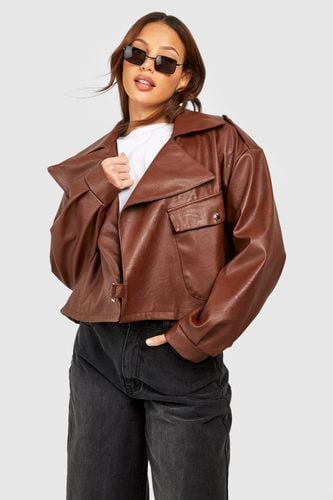 Womens Tall Textured Faux Leather Biker Jacket - - 12 - boohoo - Modalova