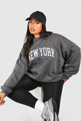 Womens Plus New York Applique Oversized Sweatshirt - - 18 - boohoo - Modalova