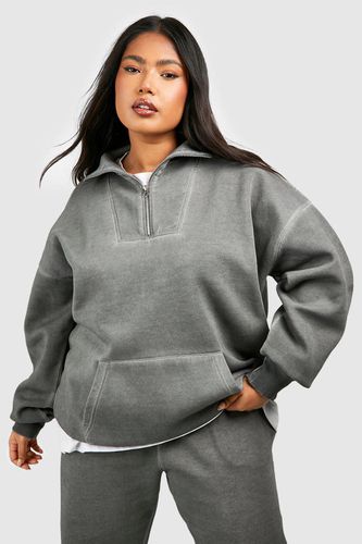 Womens Plus Washed Seam Detail Half Zip Sweatshirt - - 16 - boohoo - Modalova