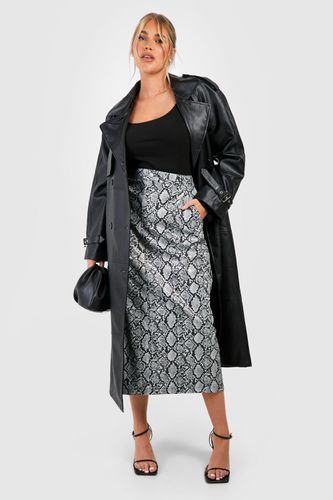 Womens Plus Snake Leather Look Midaxi Skirt - - 28 - boohoo - Modalova