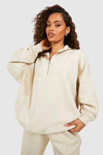 Womens Seam Detail Oversized Half Zip Sweatshirt - - M - boohoo - Modalova