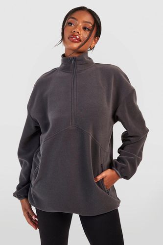 Womens Polar Fleece Half Zip Oversized Sweatshirt - - XS - boohoo - Modalova