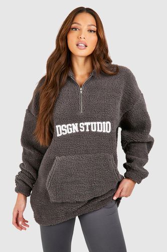 Womens Tall Dsgn Studio Premium Borg Embroidered Oversized Hoodie - - L - boohoo - Modalova