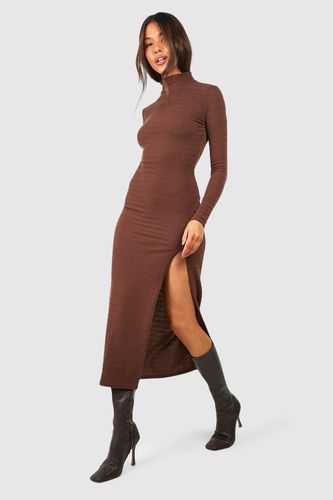 Womens Soft Crinkle Texture High Neck Midaxi Dress - - 12 - boohoo - Modalova