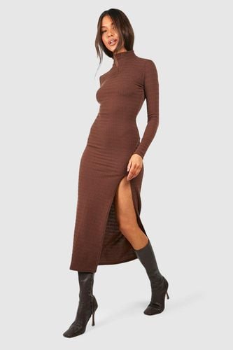 Womens Soft Crinkle Texture High Neck Midaxi Dress - - 14 - boohoo - Modalova