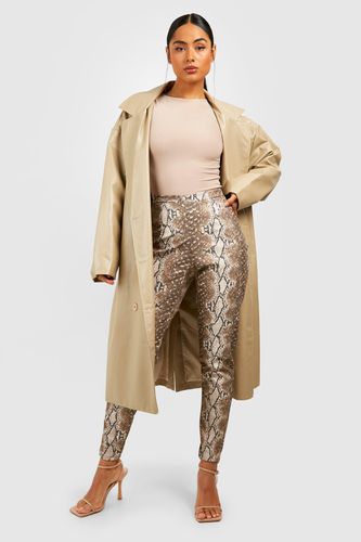 Womens Snake Leather Look Skinny Trousers - - 8 - boohoo - Modalova