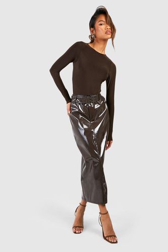 Womens Premium Vinyl Belted Midaxi Skirt - - 14 - boohoo - Modalova