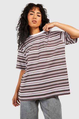 Womens Basic Cotton Oversized Striped T-shirt - - 10 - boohoo - Modalova