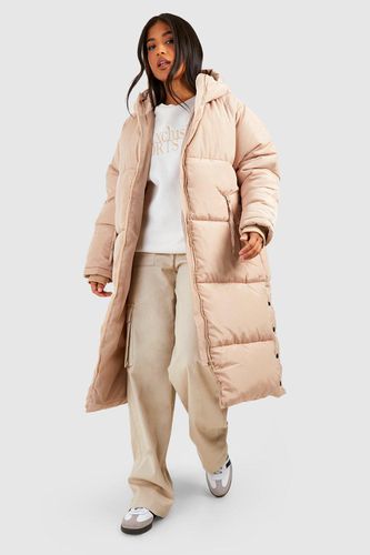 Womens Petite Hooded Longline Padded Puffer Jacket - - 10 - boohoo - Modalova