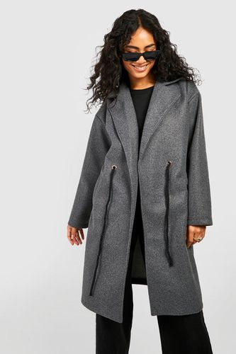 Womens Belt Detail Longline Wool Look Coat - - 10 - boohoo - Modalova