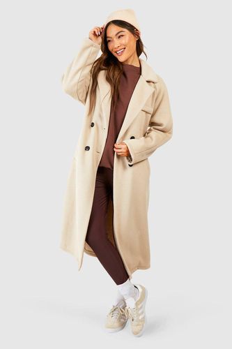 Womens Textured Wool Look Raglan Sleeve Oversized Coat - - 12 - boohoo - Modalova