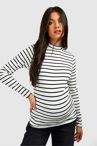 Womens Maternity Roll Neck Striped Long Sleeve T-shirt - - 16 - boohoo - Modalova