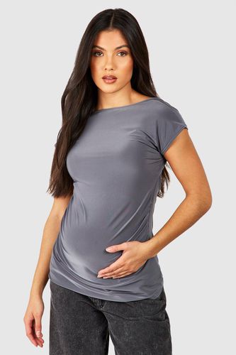 Womens Maternity Slinky Open Back Cap Sleeve Top - - 16 - boohoo - Modalova