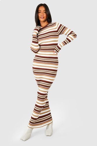 Womens Petite Mixed Stripe Midaxi Knitted Dress - - 10 - boohoo - Modalova