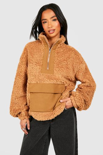 Womens Petite Quarter Zip Fleece Sweatshirt - - M - boohoo - Modalova