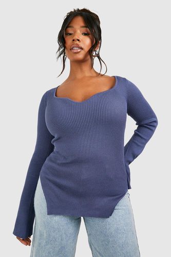 Womens Plus Sweetheart Neckline Rib Knit Top - - 26 - boohoo - Modalova