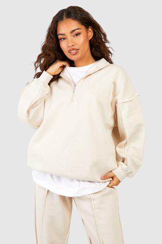 Womens Exposed Seam Oversized Half Zip Sweatshirt - - M - boohoo - Modalova
