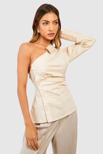 Womens Asymmetric Long Sleeve Shirt - - 10 - boohoo - Modalova
