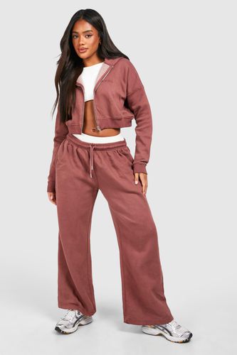 Womens Overdyed Cropped Zip Through Hooded Tracksuit - - L - boohoo - Modalova