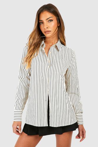Womens Stripe Textured Shirt - - 10 - boohoo - Modalova