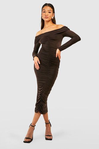 Womens Bardot Long Sleeve Slinky Midaxi Dress - - 10 - boohoo - Modalova