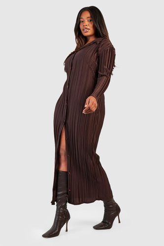 Womens Plus Wide Plisse Midaxi Shirt Dress - - 20 - boohoo - Modalova