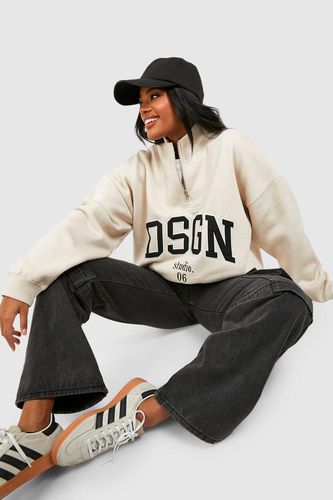 Womens Dsgn Studio Applique Oversized Half Zip Sweatshirt - - L - boohoo - Modalova